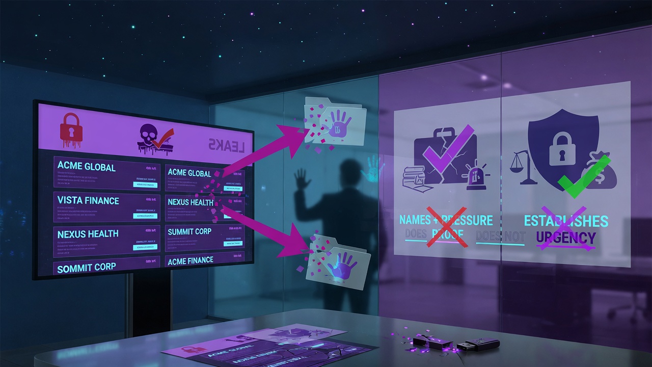 What a Leak-Site Listing Does and Does Not Establish