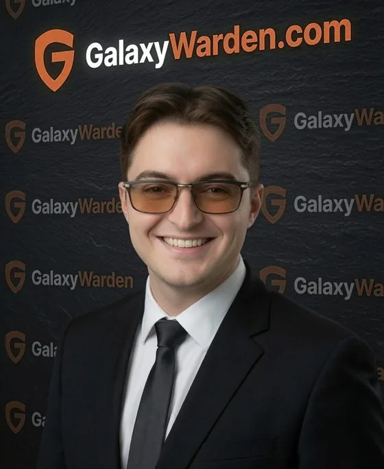 Brandon Audeh, photographed against a GalaxyWarden backdrop.