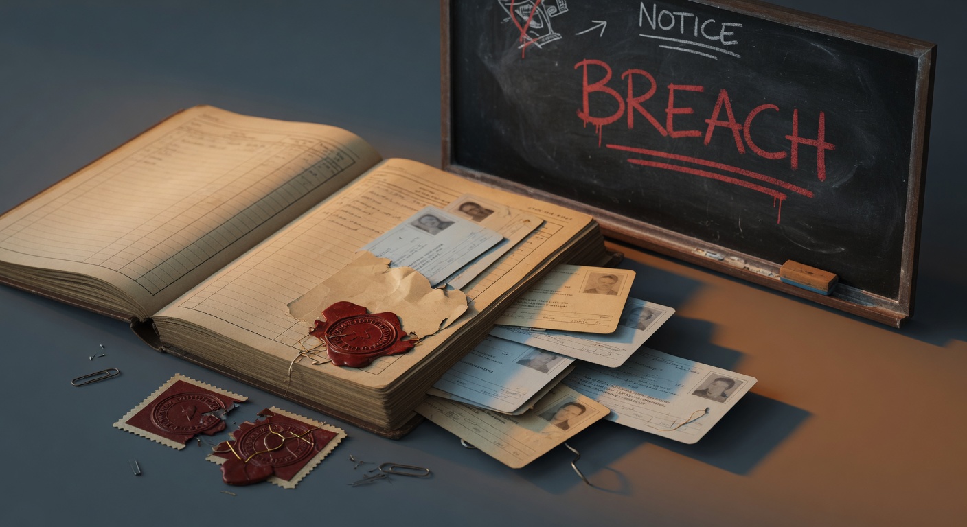 French school seal with breach icon overlay
