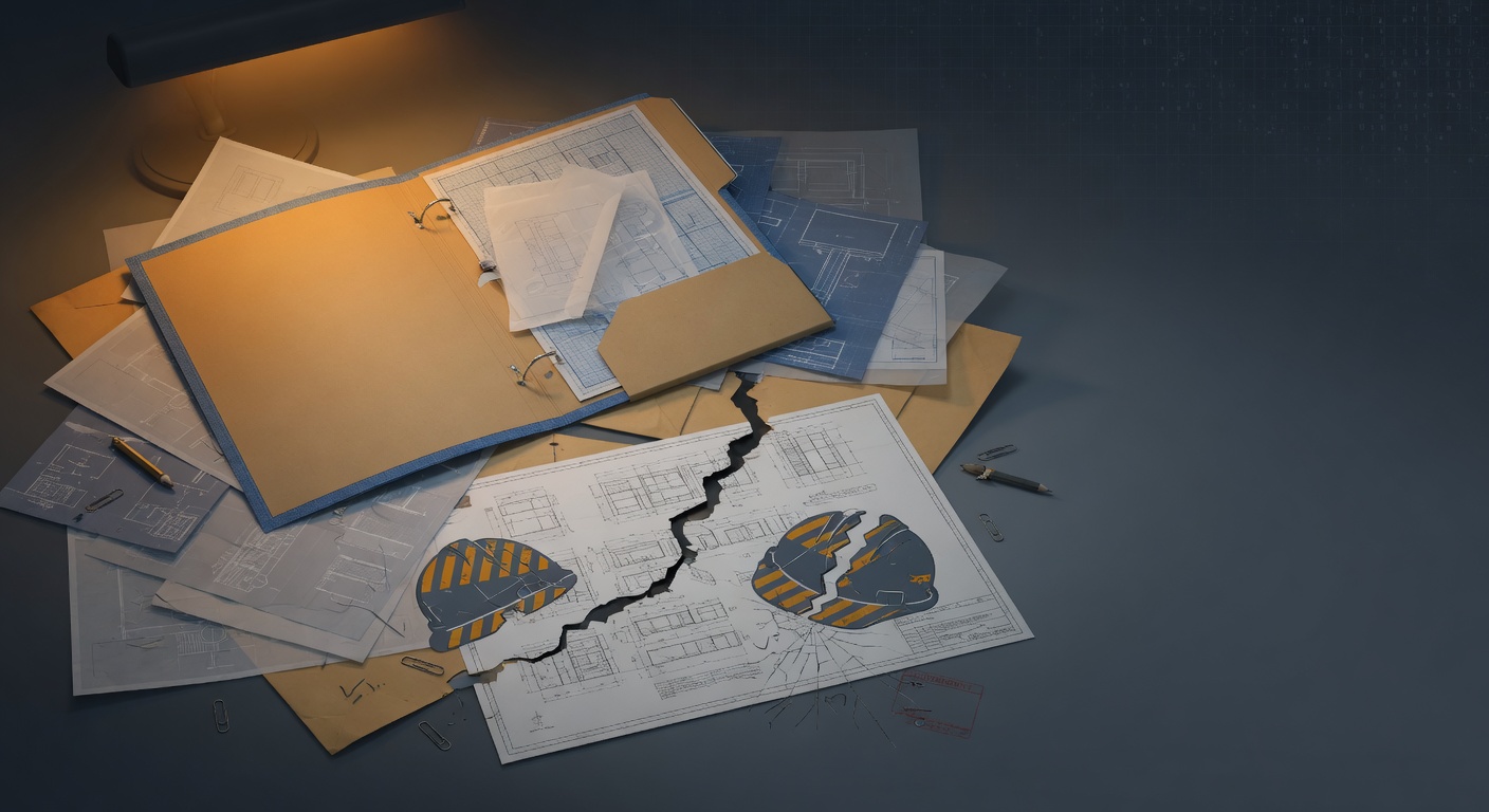 Engineering blueprint with red ransomware-claim stamp