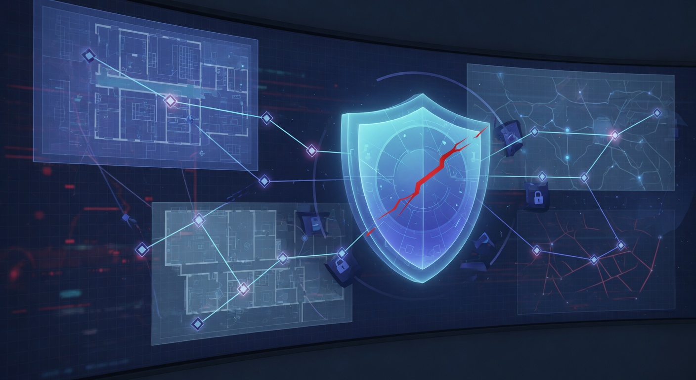 Healthcare SOC monitoring wall illustration