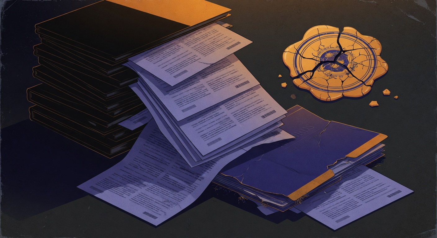 Stack of textbooks with red breach-warning band