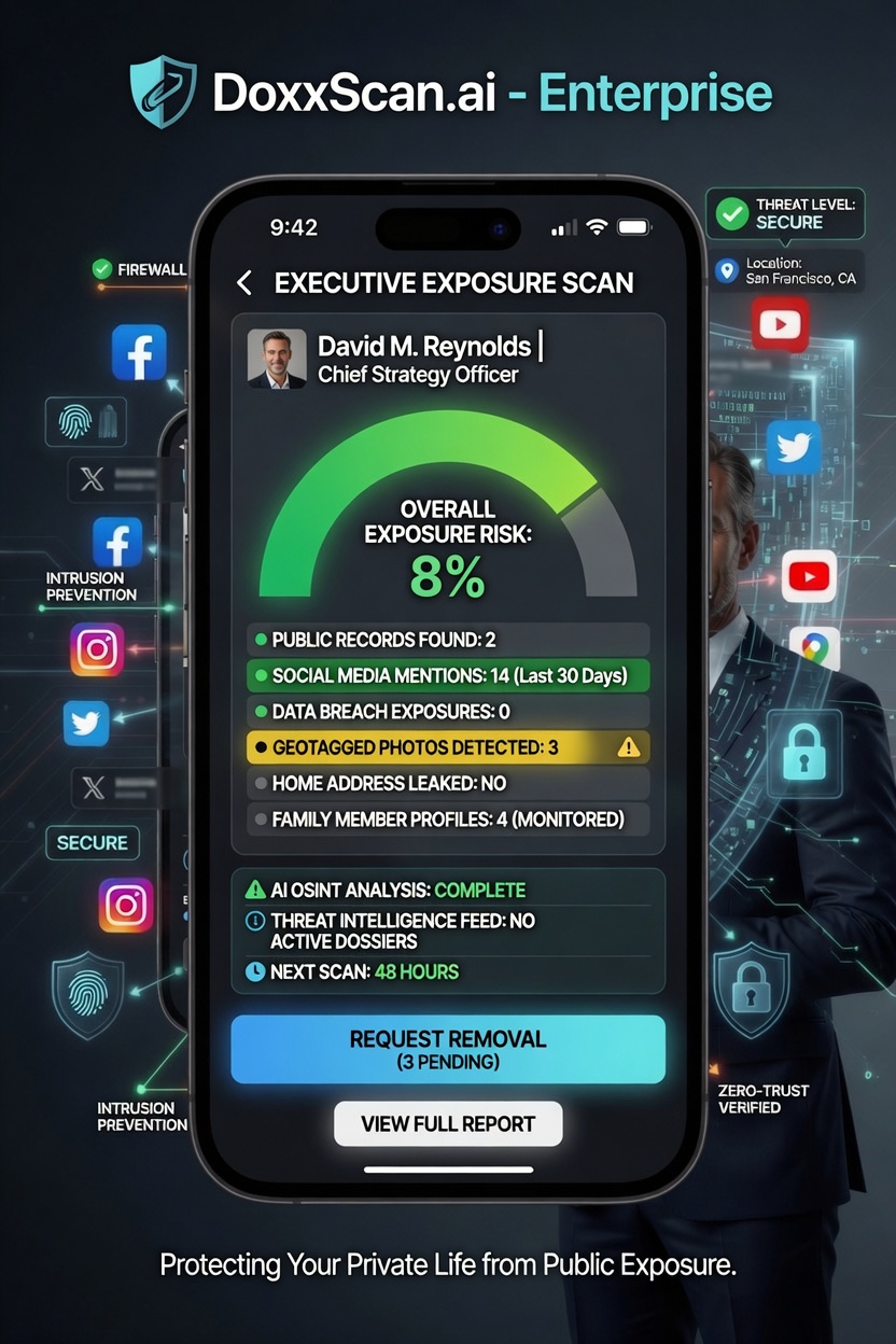 DoxxScan executive exposure scan dashboard